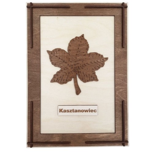Drewniany obrazek liścia kasztanowca