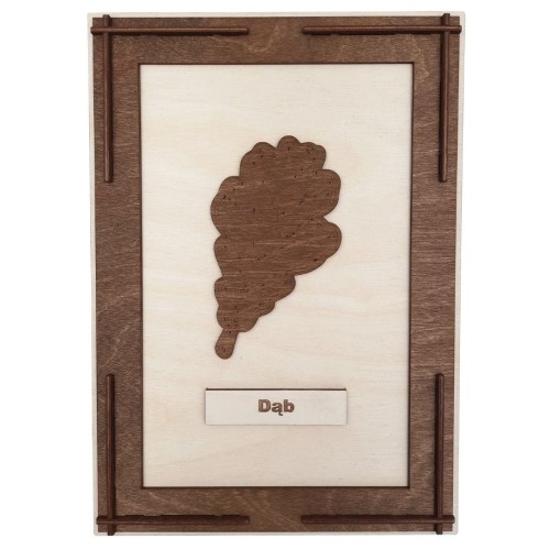 Drewniany obrazek liścia dębu