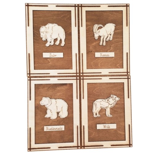 Drewniane obrazki zwierząt polskich