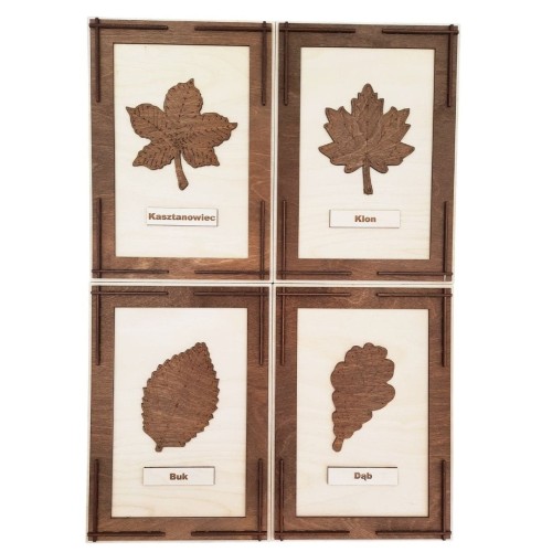 Drewniane obrazki liści